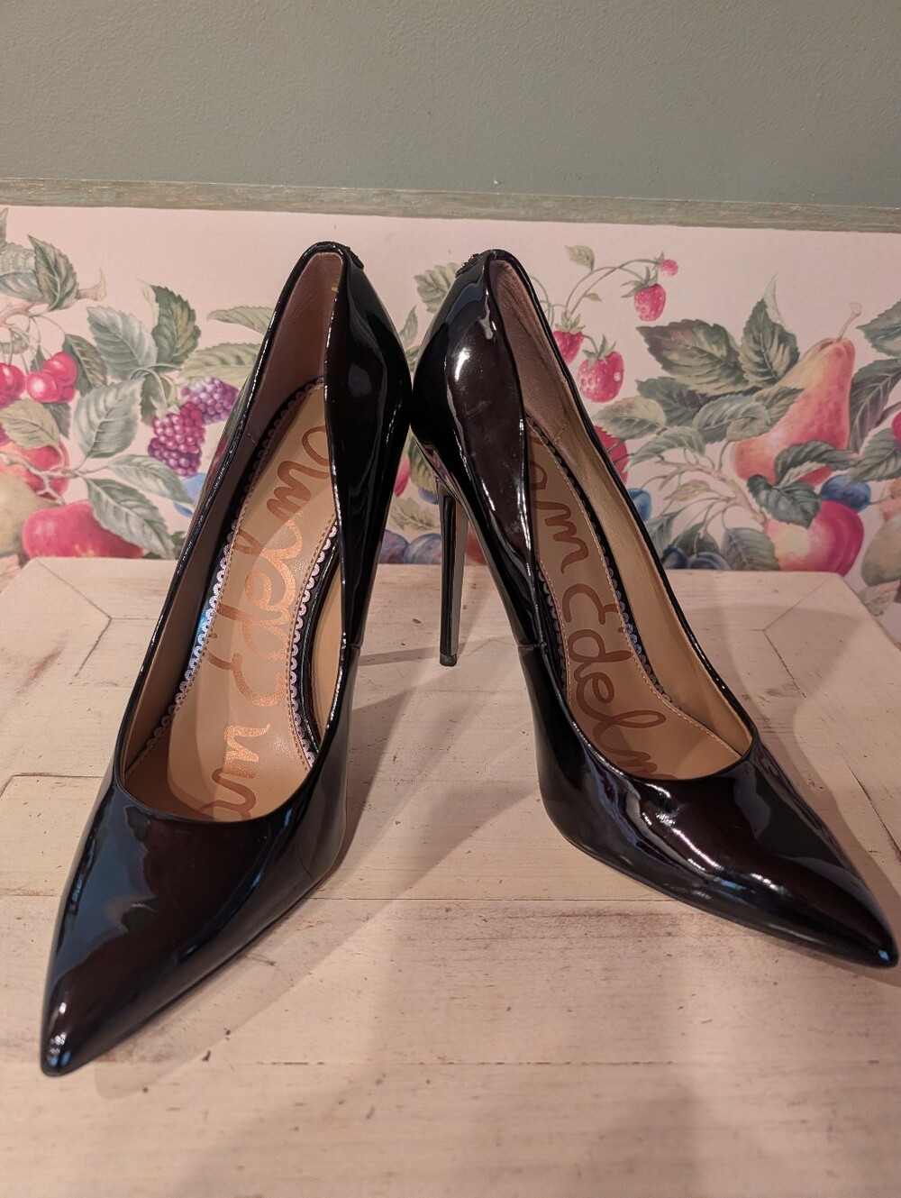 Sam Edelman Black Patent Pointed-Toe Stiletto Heels Sz 8.5 - Picture 2 of 13